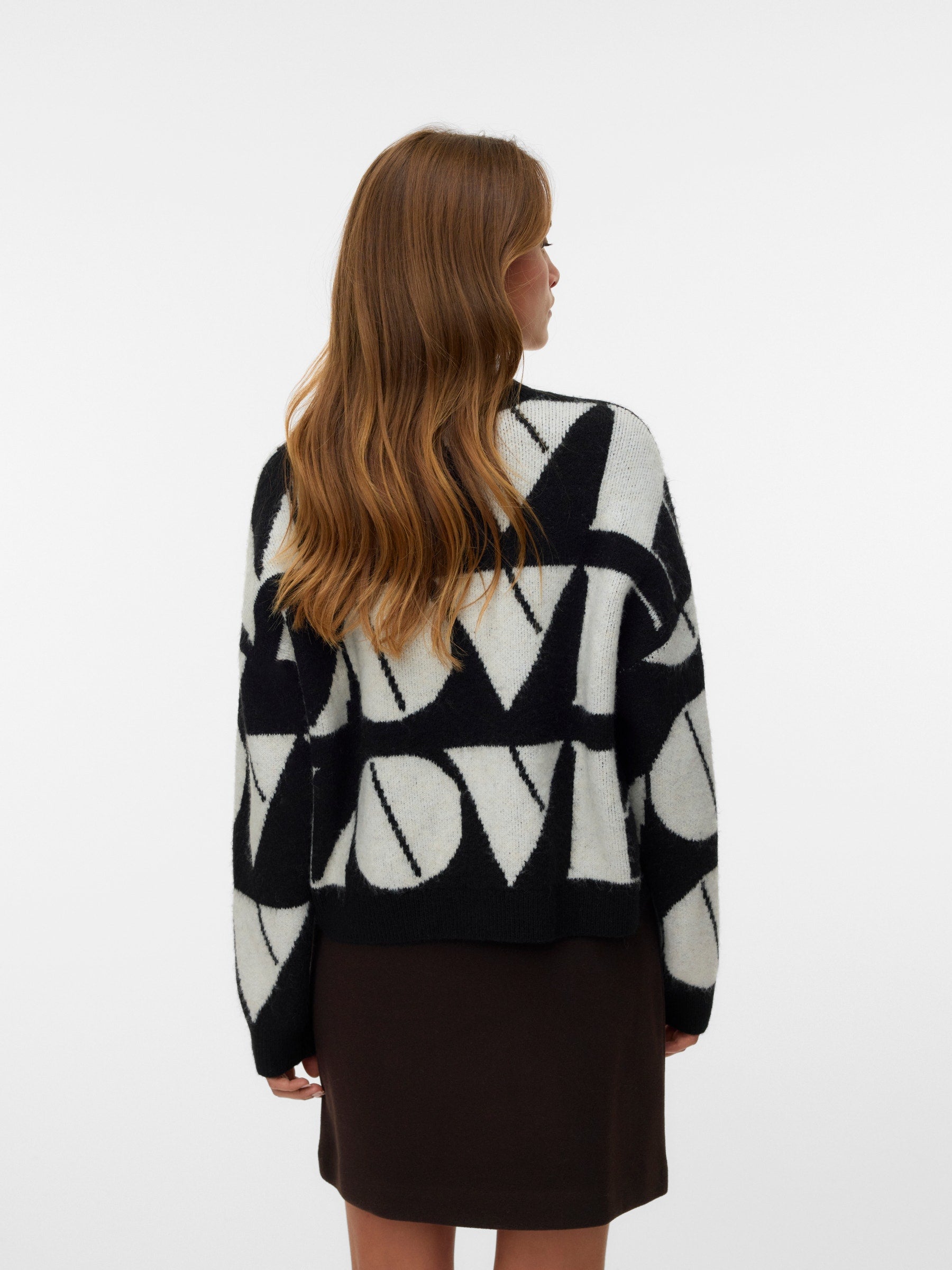 VERO MODA VMLOVE o-neck pullover boo in medium grey melange w. birch solid - Image 2