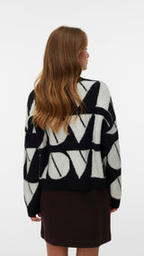 VERO MODA VMLOVE o-neck pullover boo in medium grey melange w. birch solid - Image 2