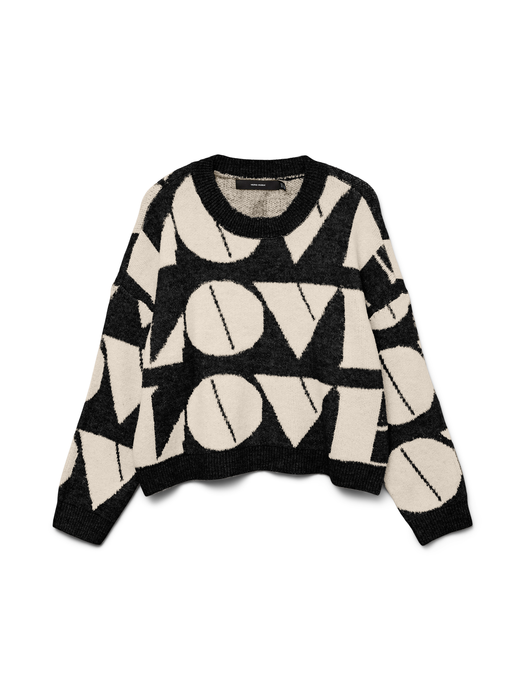 VERO MODA VMLOVE o-neck pullover boo in medium grey melange w. birch solid - Image 3
