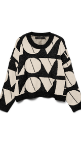 VERO MODA VMLOVE o-neck pullover boo in medium grey melange w. birch solid - Image 3