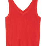 VERO MODA VMLUXLIGHT pointelle v-neck top in fiery red - Image 3