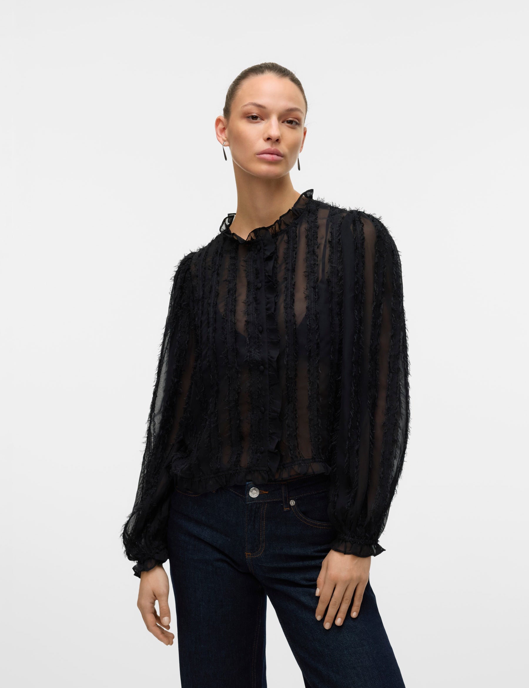 VERO MODA VMMALOU ruffle top in black - Image 1