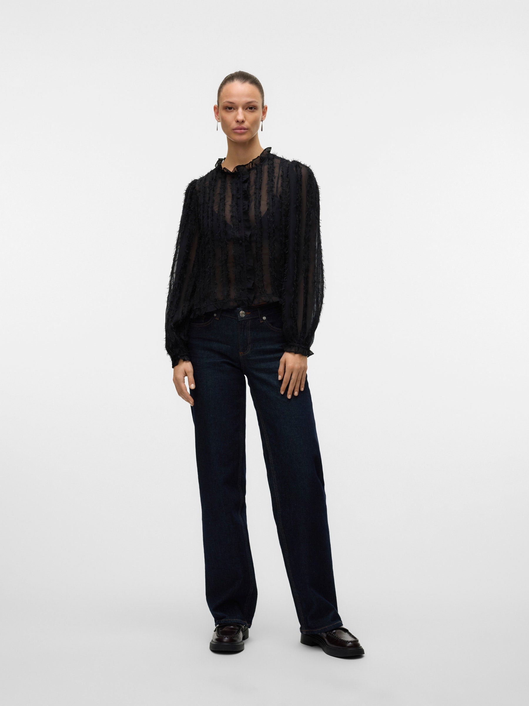 VERO MODA VMMALOU ruffle top in black - Image 4