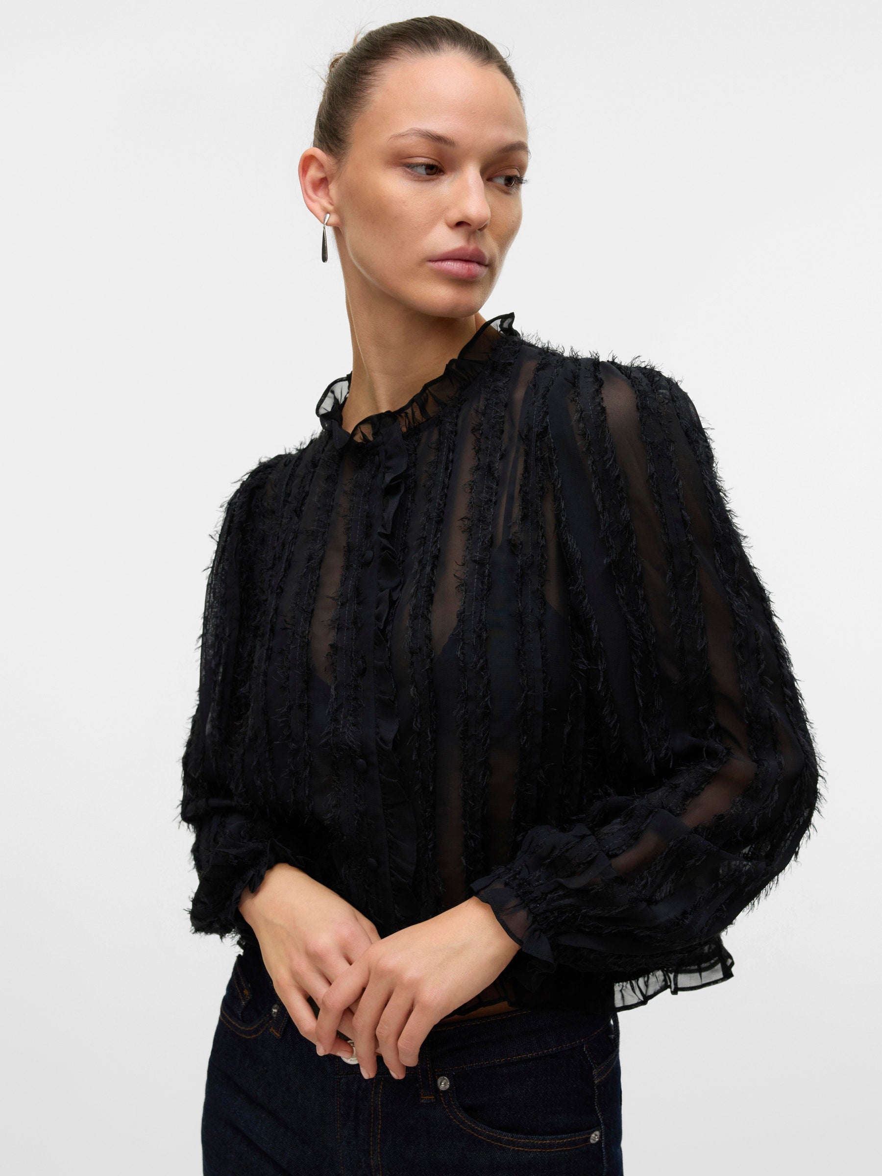 VERO MODA VMMALOU ruffle top in black - Image 5