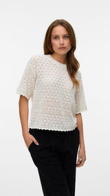 VERO MODA VMMANILA 2/4 o-neck pullover in birch - Image 1