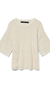 VERO MODA VMMANILA 2/4 o-neck pullover in birch - Image 3