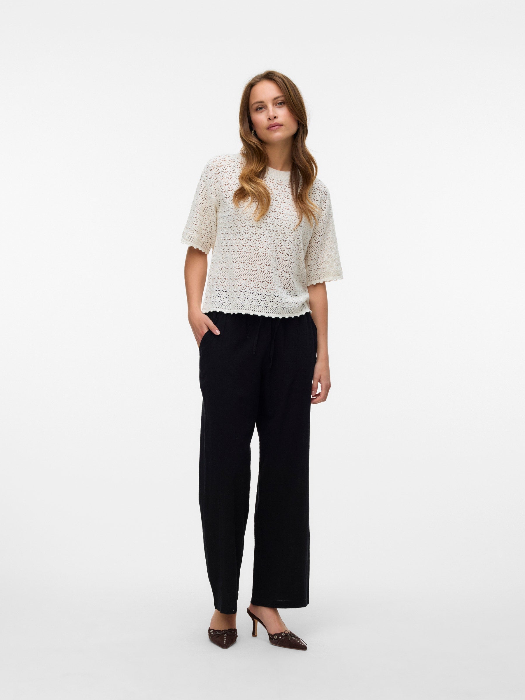 VERO MODA VMMANILA 2/4 o-neck pullover in birch - Image 4