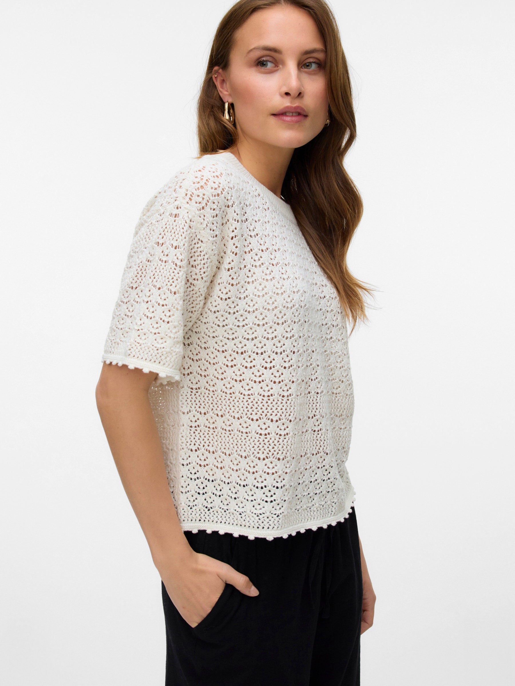 VERO MODA VMMANILA 2/4 o-neck pullover in birch - Image 5