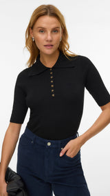 VERO MODA VMMARINA 2/4 poloneck pullover - black