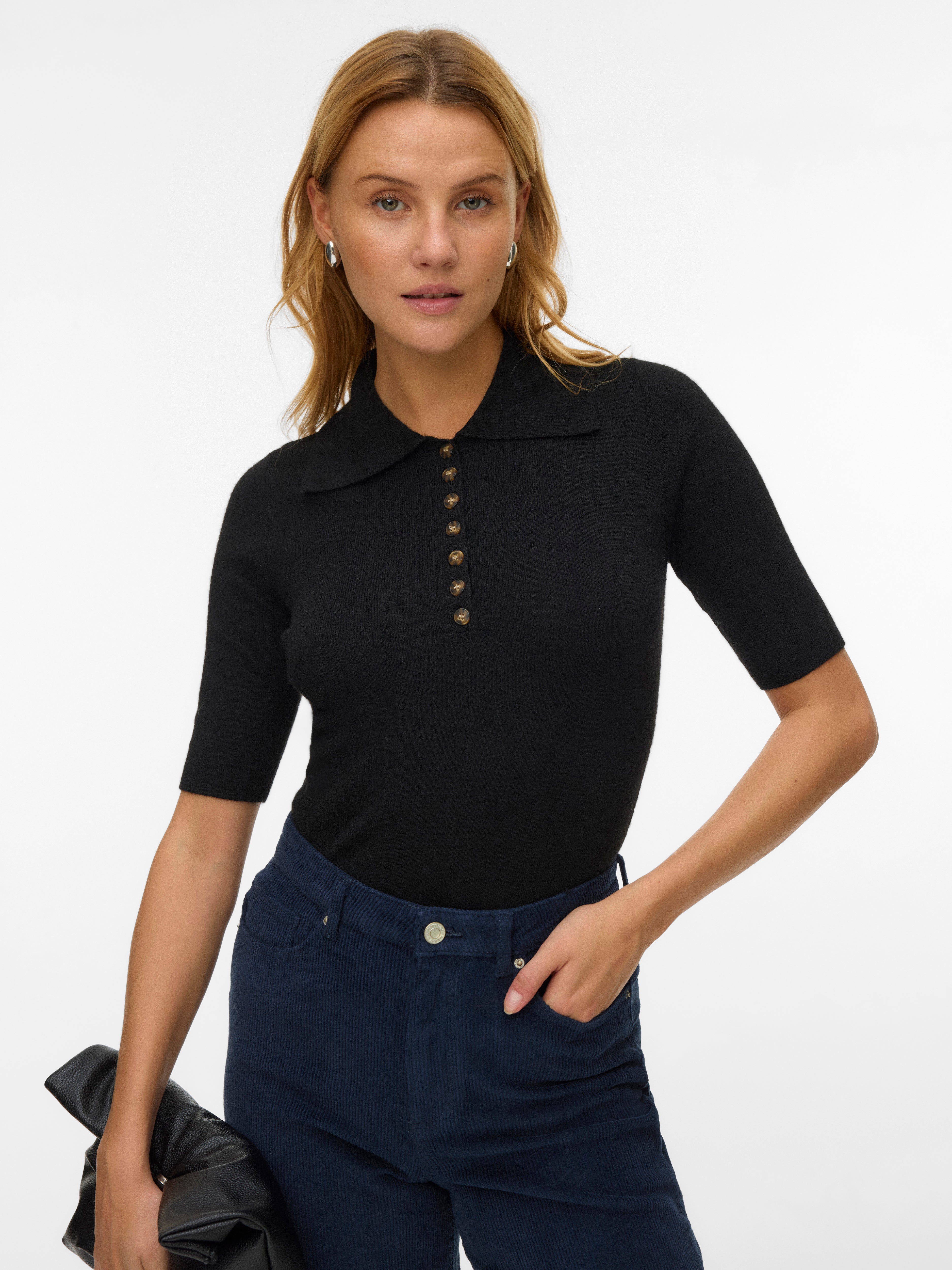 VERO MODA VMMARINA 2/4 poloneck pullover - dark grey melange