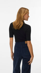 VERO MODA VMMARINA 2/4 poloneck pullover - dark grey melange