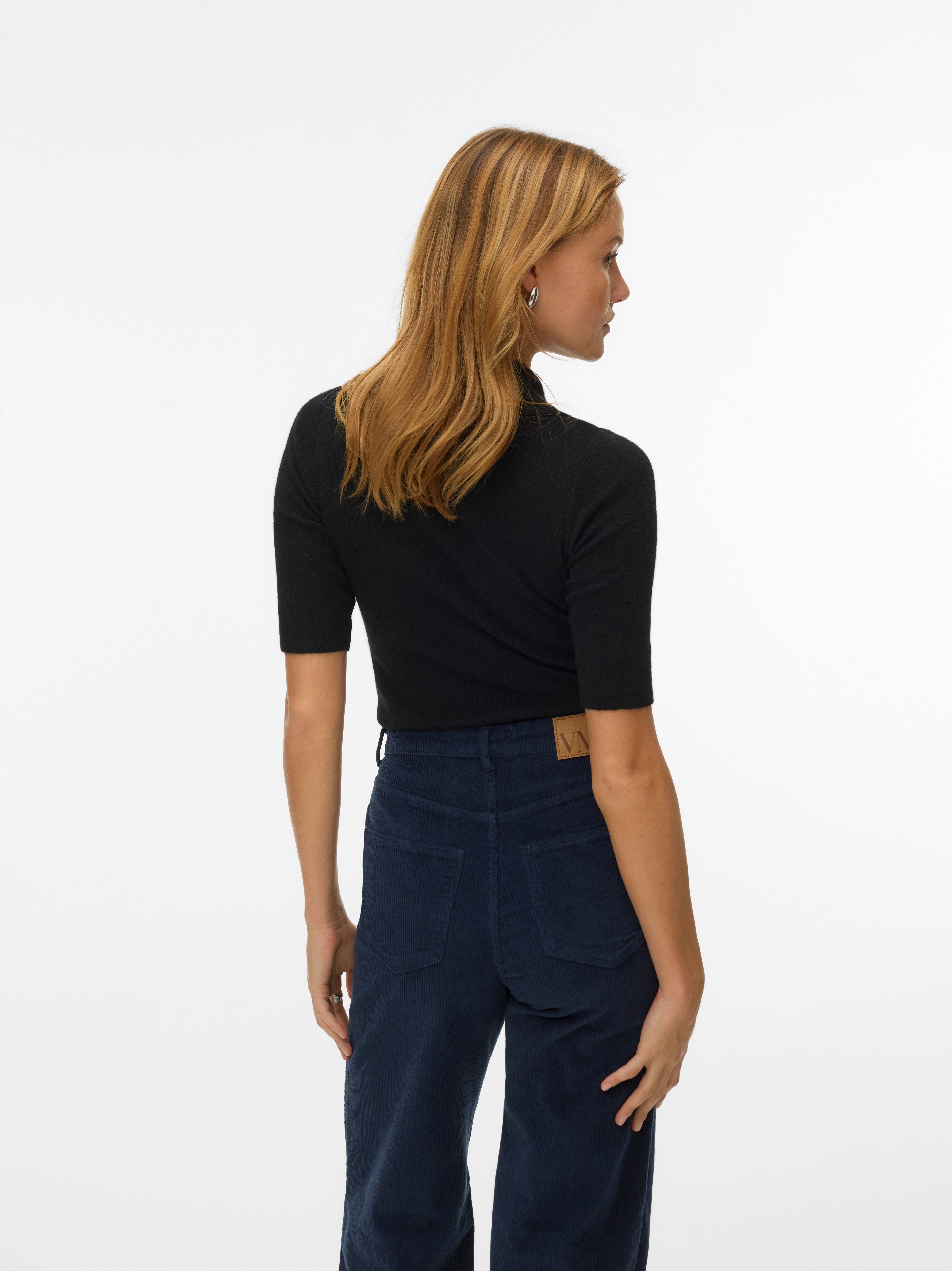 VERO MODA VMMARINA 2/4 poloneck pullover - dark grey melange