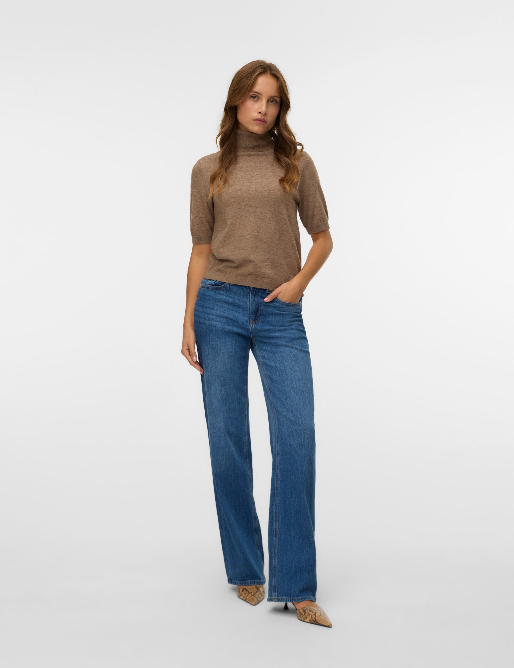 VERO MODA VMMARINA 2/4 roll neck pullover in black - Image 1