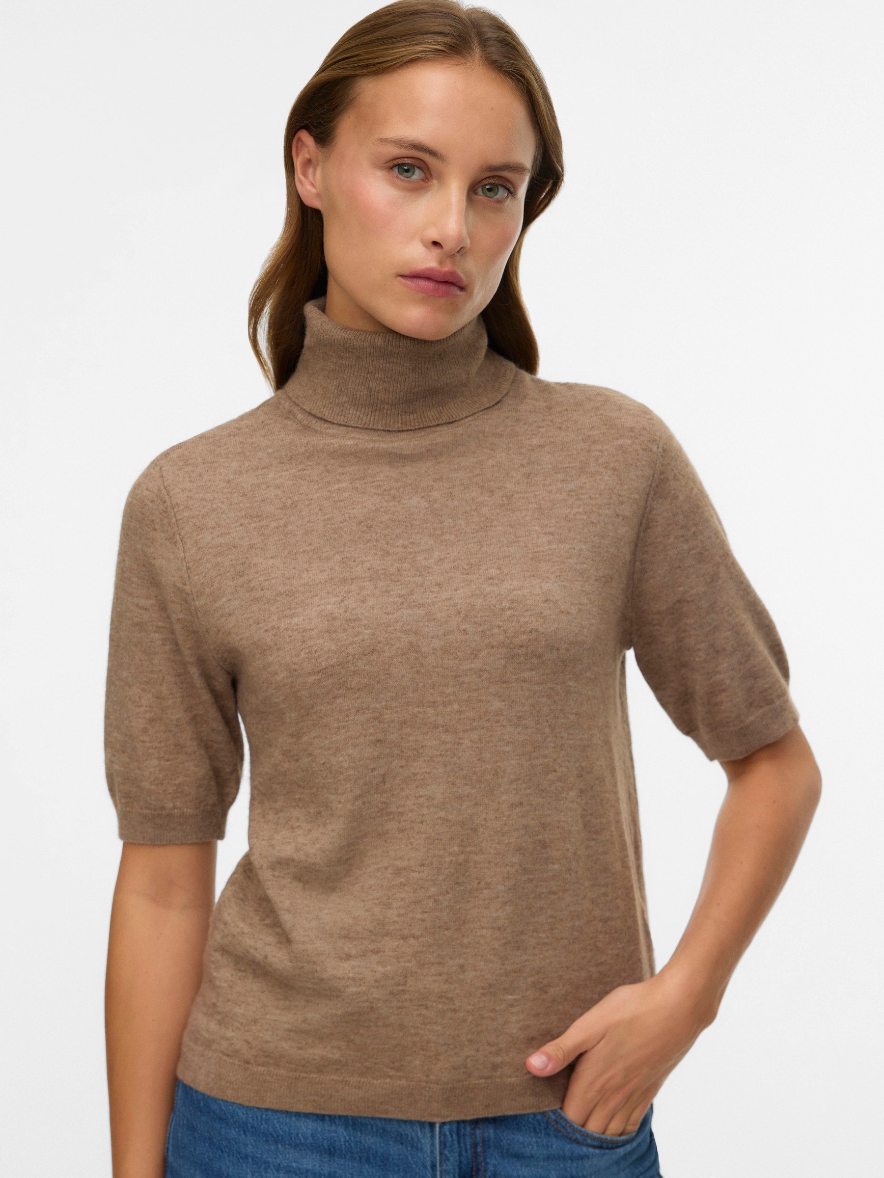 VERO MODA VMMARINA 2/4 roll neck pullover in black - Image 4