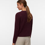 VERO MODA VMMARINA o-neck cardigan boo in winetasting melange - Image 2