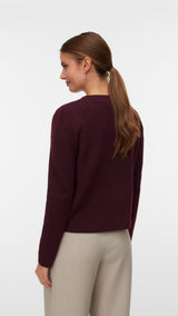 VERO MODA VMMARINA o-neck cardigan boo in winetasting melange - Image 2