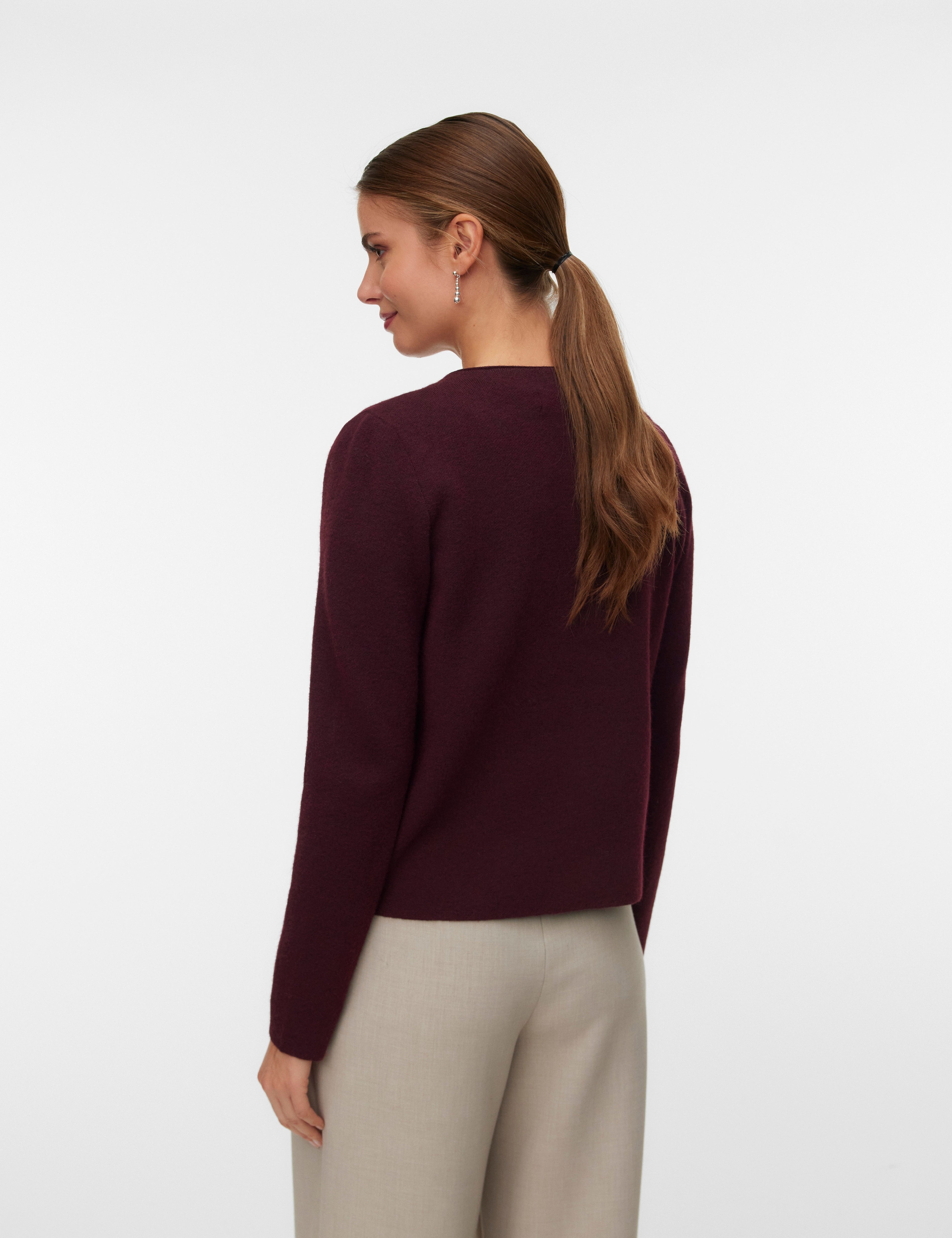 VERO MODA VMMARINA o-neck cardigan boo in winetasting melange - Image 2