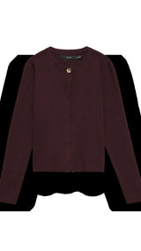 VERO MODA VMMARINA o-neck cardigan boo in winetasting melange - Image 3