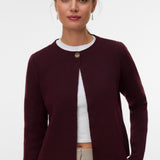 VERO MODA VMMARINA o-neck cardigan boo in winetasting melange - Image 4