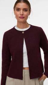 VERO MODA VMMARINA o-neck cardigan boo in winetasting melange - Image 4
