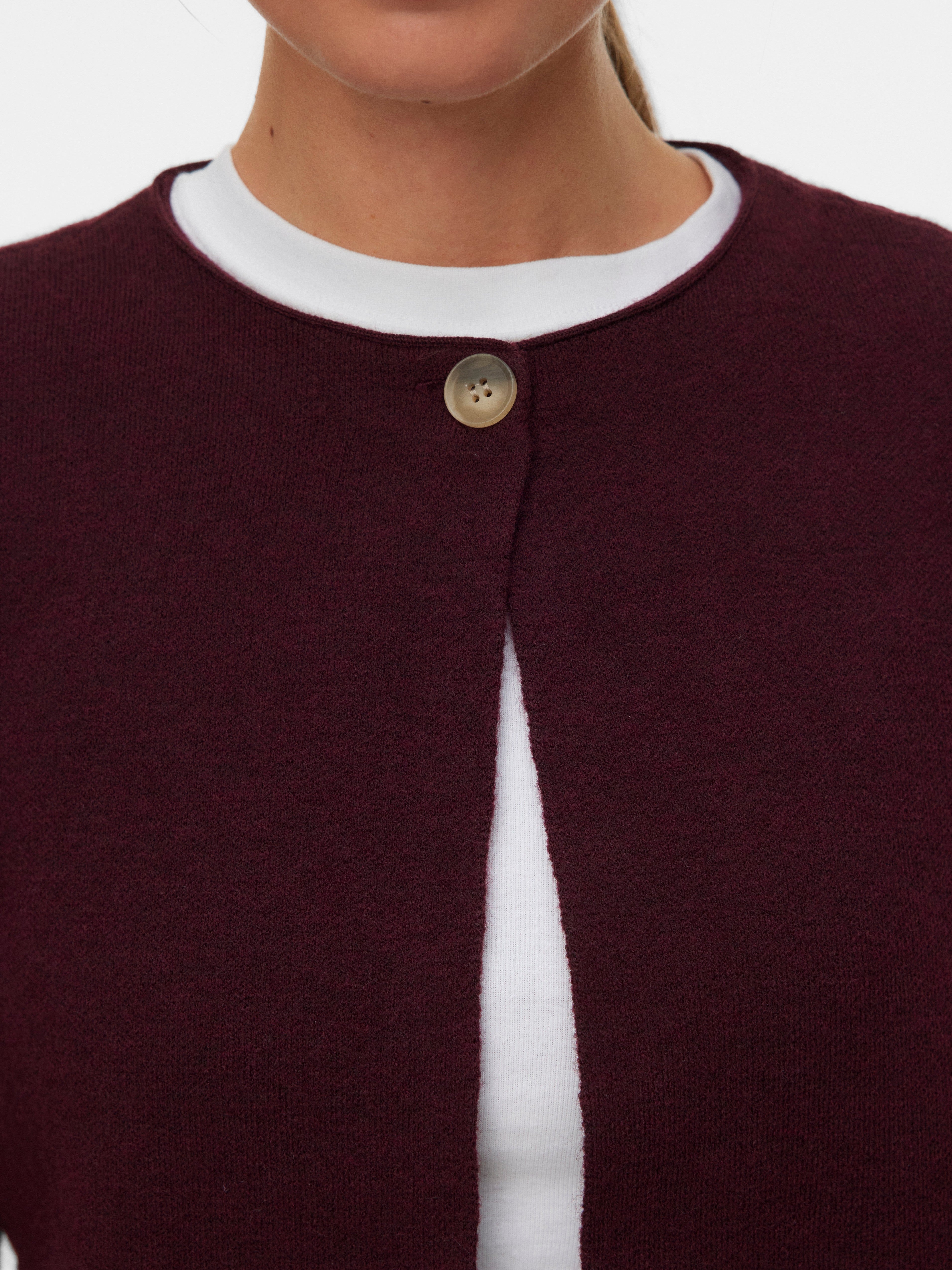 VERO MODA VMMARINA o-neck cardigan boo in winetasting melange - Image 5