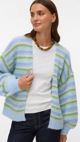 VERO MODA VMMAYBE stripe open cardigan - fog green
