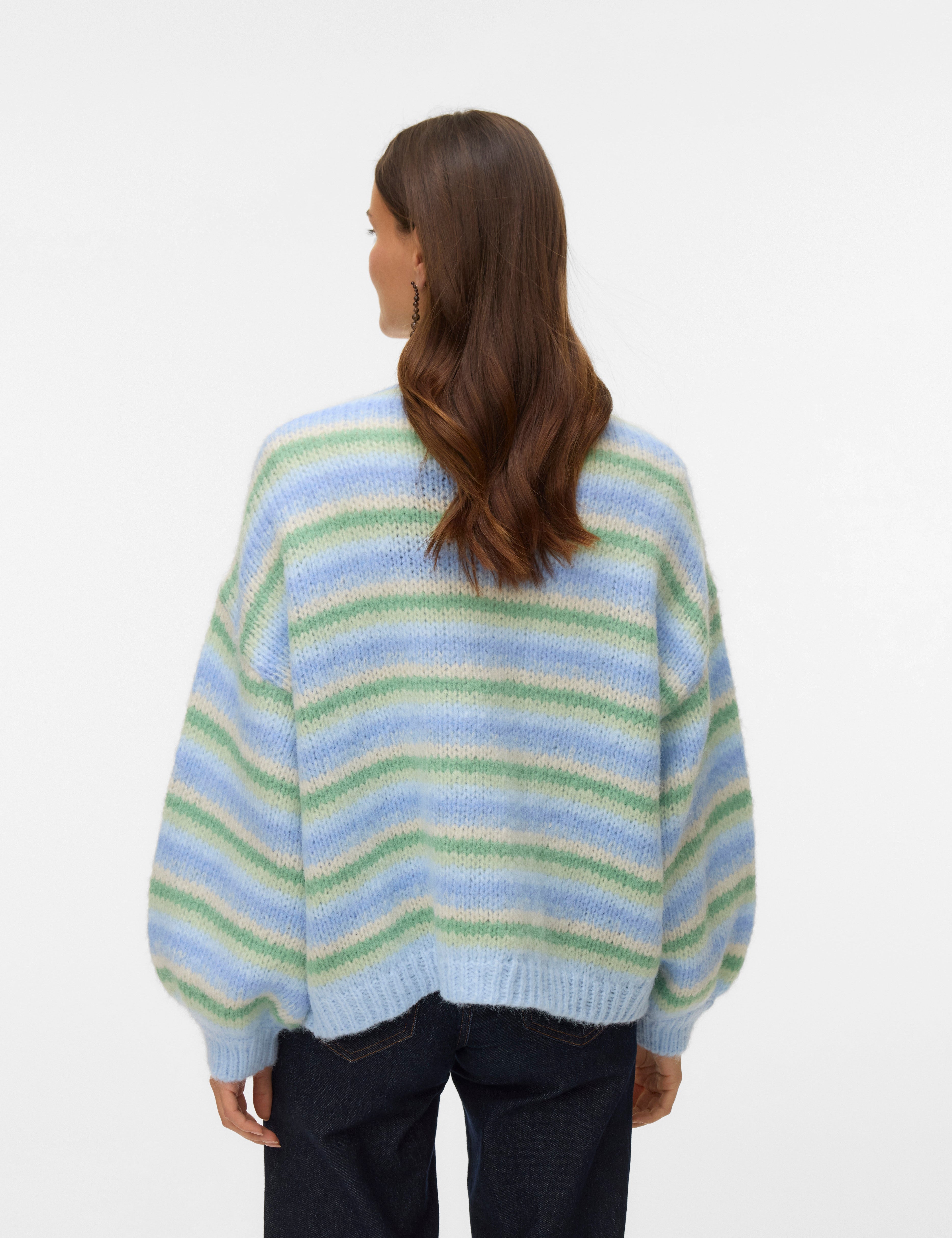 VERO MODA VMMAYBE stripe open cardigan - fog green