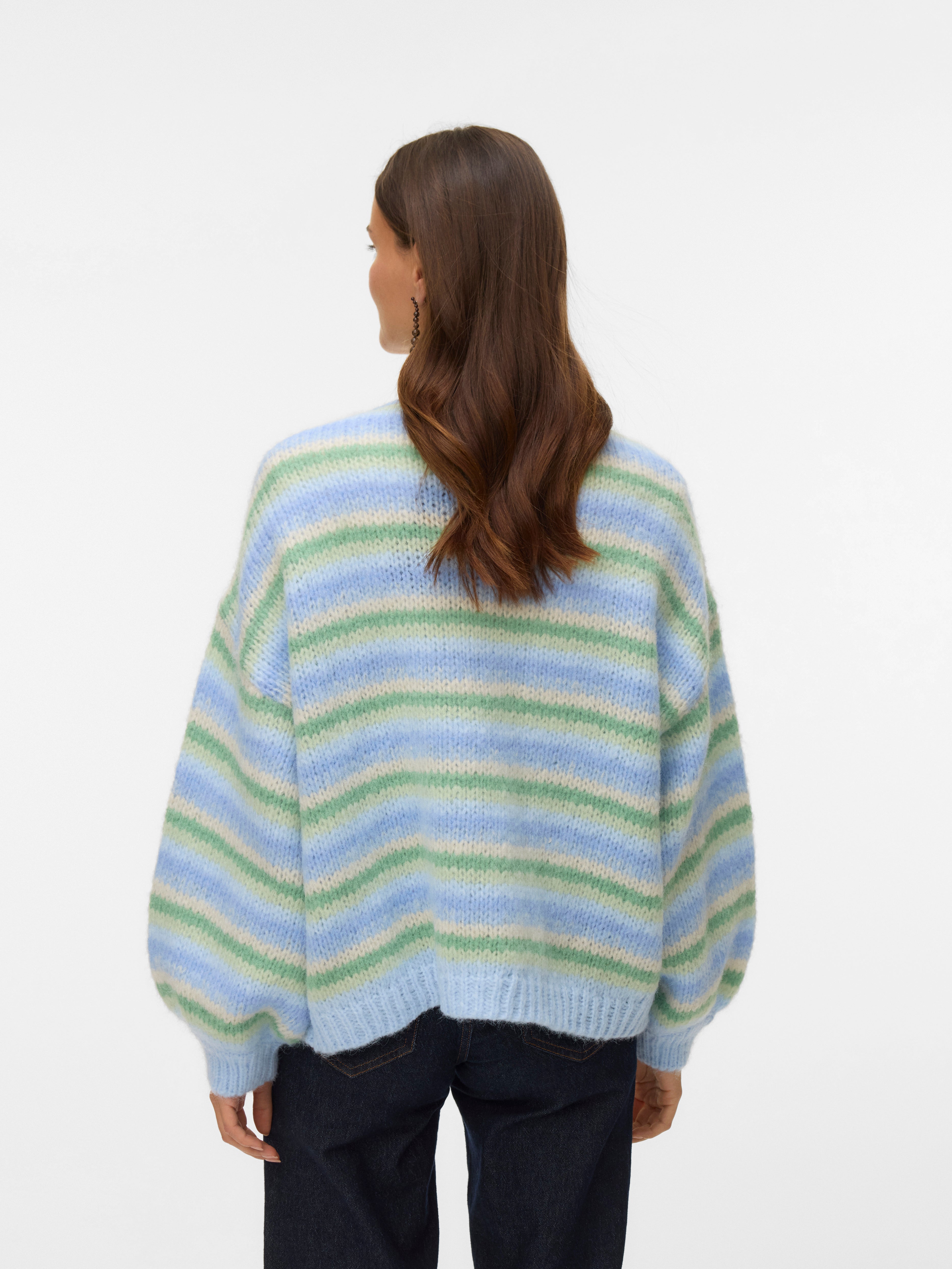 VERO MODA VMMAYBE stripe open cardigan - fog green