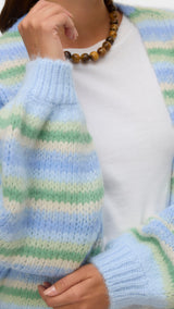 VERO MODA VMMAYBE stripe open cardigan - fog green