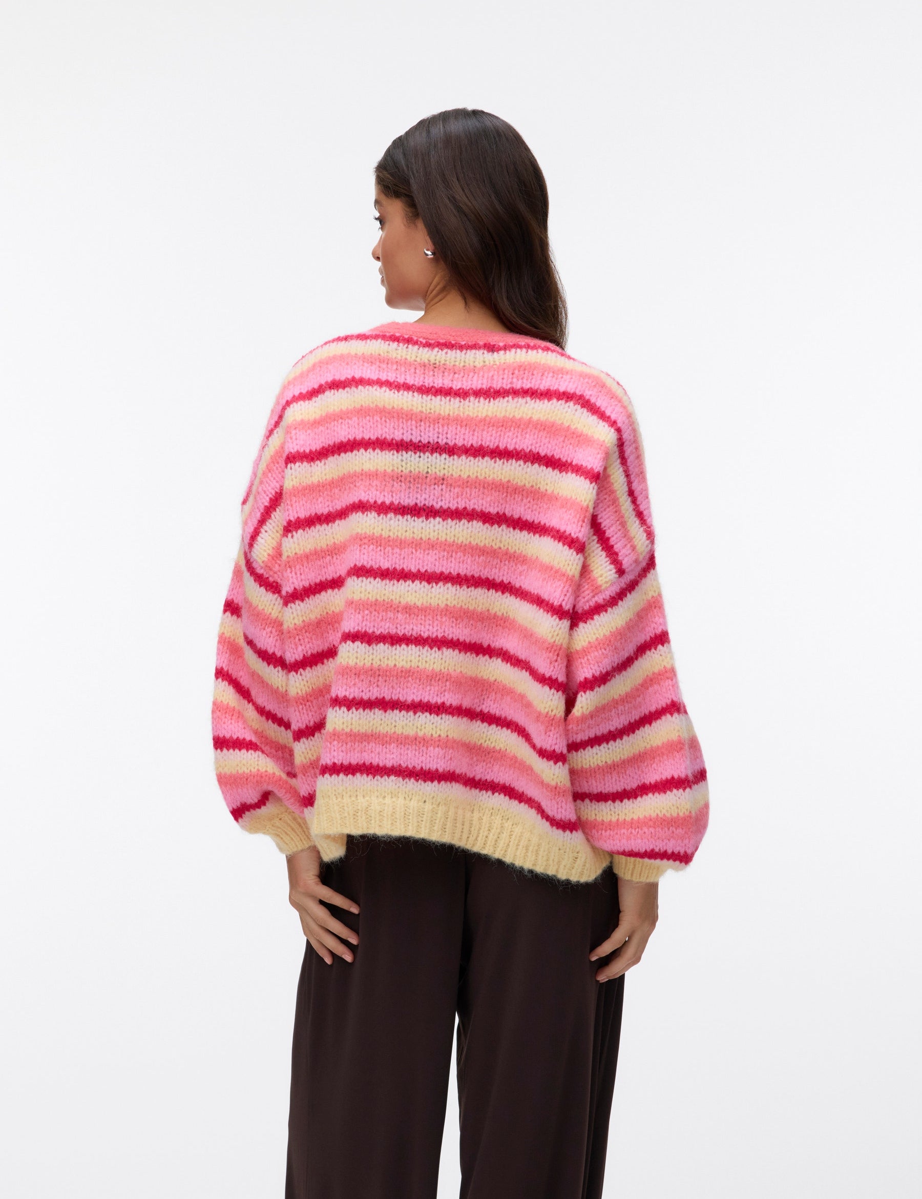 VERO MODA VMMAYBE stripe open cardigan in fog green w. misteltoe/cashmere blue/brunnera blue/birch - Image 2