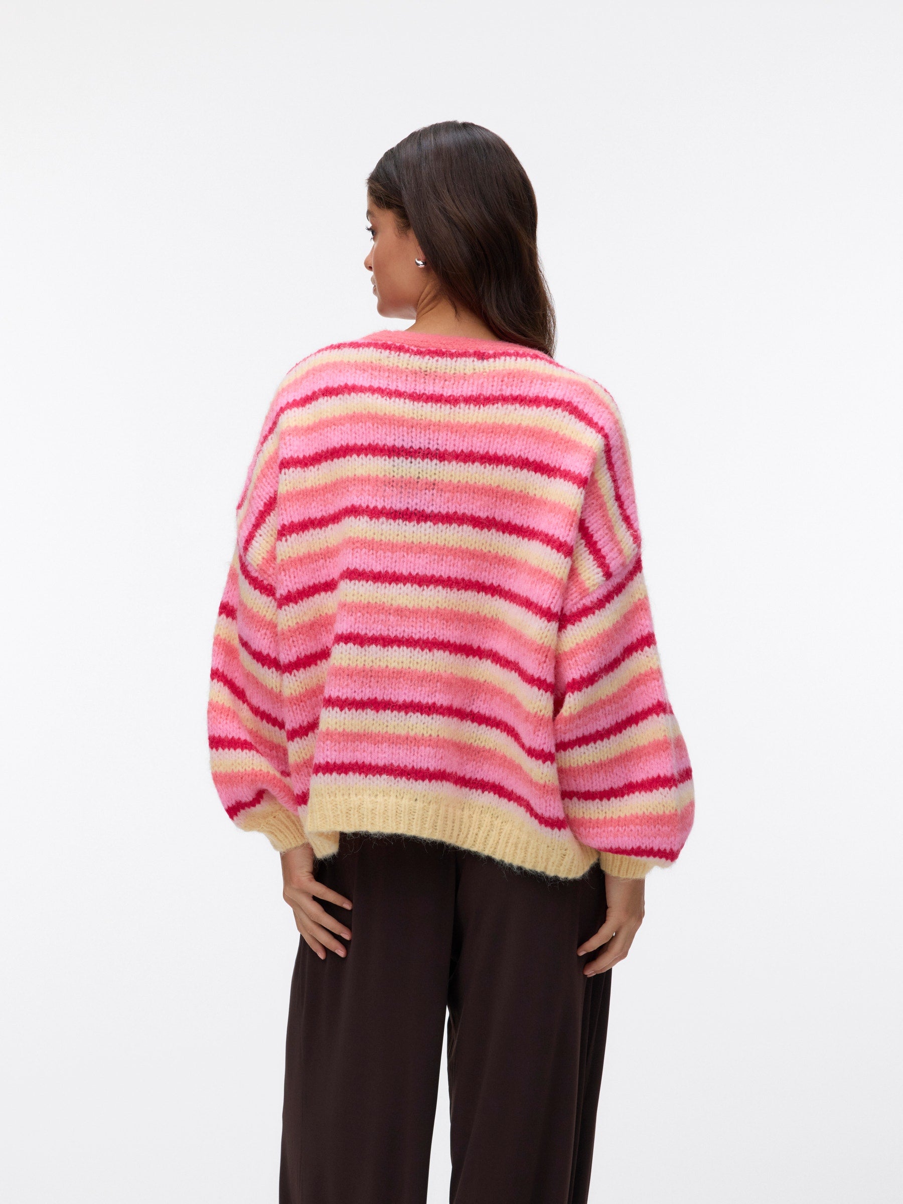 VERO MODA VMMAYBE stripe open cardigan in fog green w. misteltoe/cashmere blue/brunnera blue/birch - Image 2