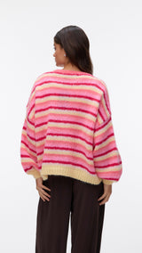 VERO MODA VMMAYBE stripe open cardigan in fog green w. misteltoe/cashmere blue/brunnera blue/birch - Image 2