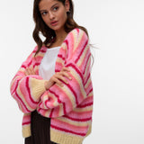 VERO MODA VMMAYBE stripe open cardigan in fog green w. misteltoe/cashmere blue/brunnera blue/birch - Image 4