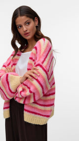 VERO MODA VMMAYBE stripe open cardigan in fog green w. misteltoe/cashmere blue/brunnera blue/birch - Image 4