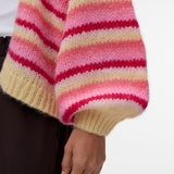 VERO MODA VMMAYBE stripe open cardigan in fog green w. misteltoe/cashmere blue/brunnera blue/birch - Image 5