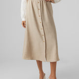 VERO MODA VMMELANEY button calf skirt in black - Image 1