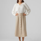 VERO MODA VMMELANEY button calf skirt in black - Image 4
