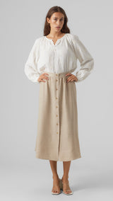 VERO MODA VMMELANEY button calf skirt in black - Image 4
