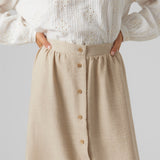 VERO MODA VMMELANEY button calf skirt in black - Image 5