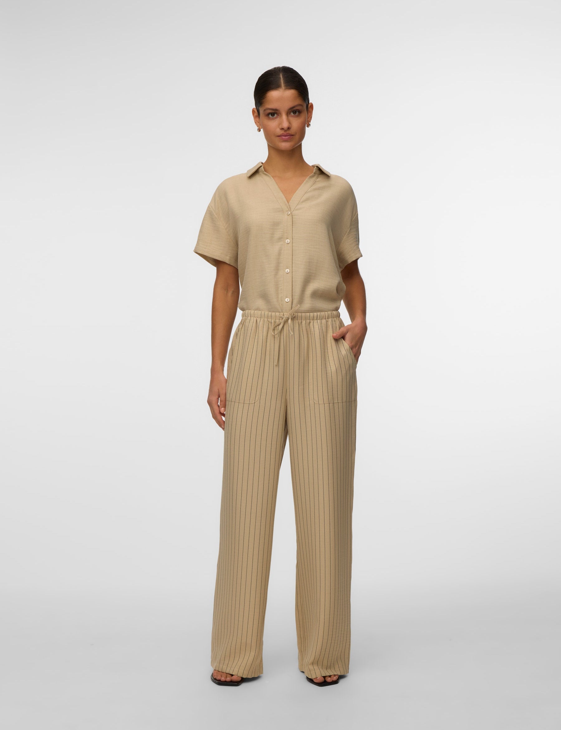 VERO MODA VMMELANEY loose pant in overcast melange - Image 1