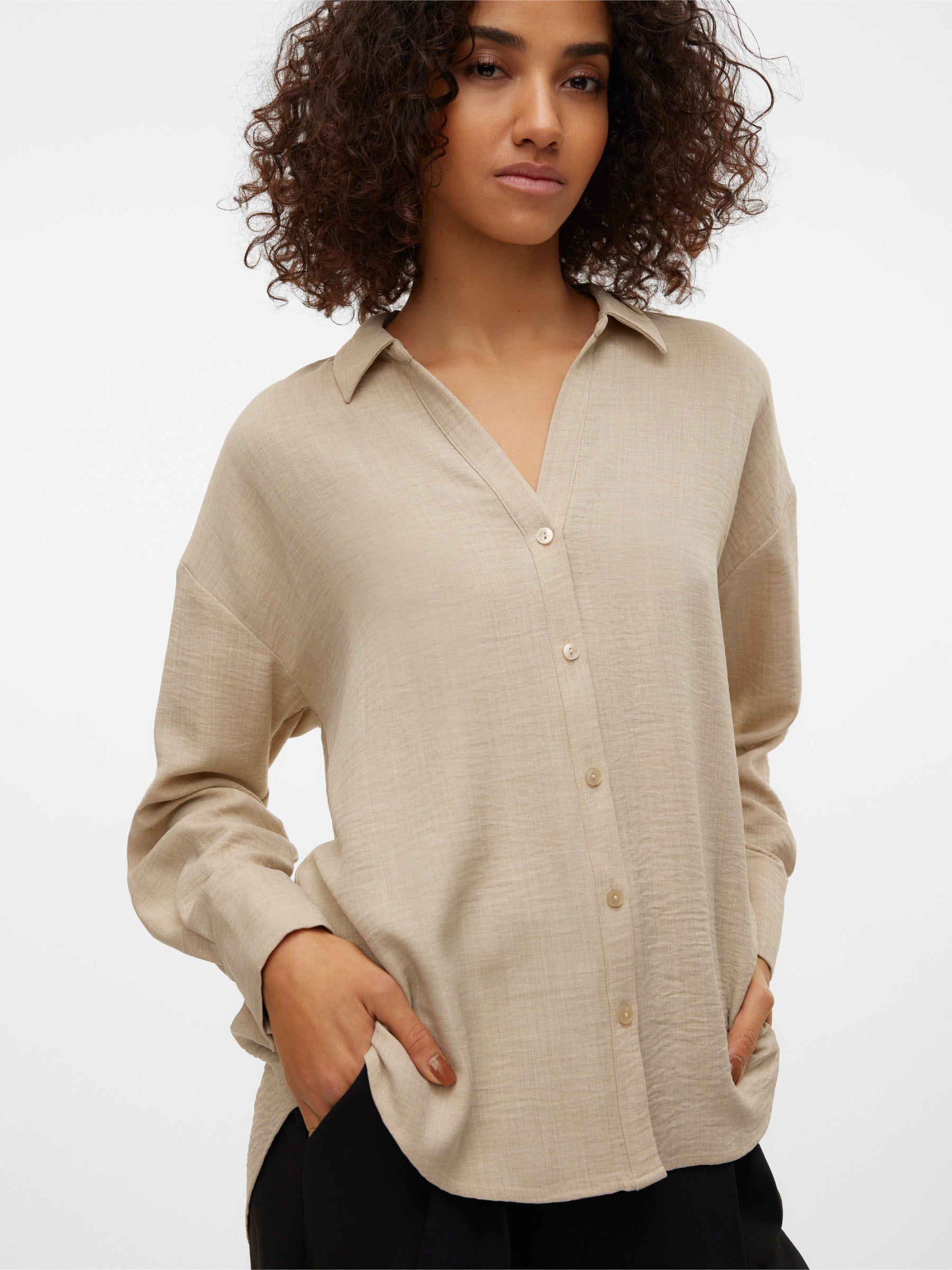 VERO MODA VMMELANEY queeny shirt in overcast melange - Image 6