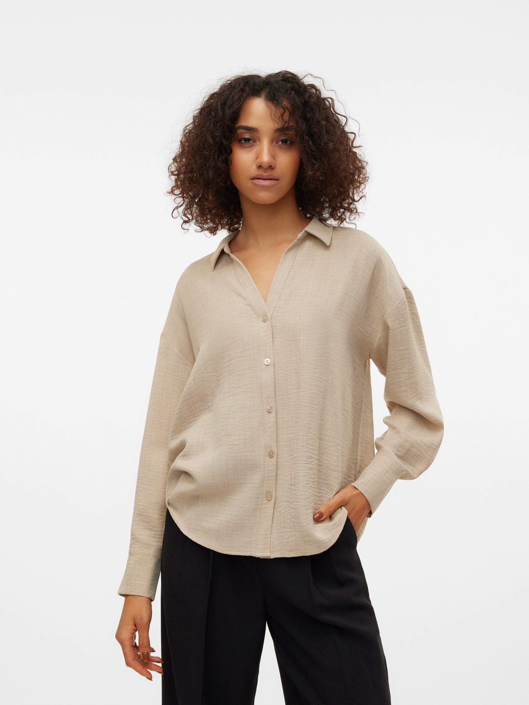 VERO MODA VMMELANEY queeny shirt in overcast melange - Image 7