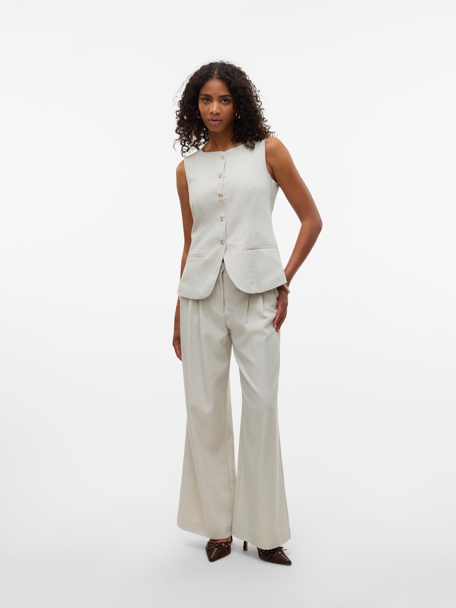 VERO MODA VMMIKELA wide pants in birch melange as sample - Image 4