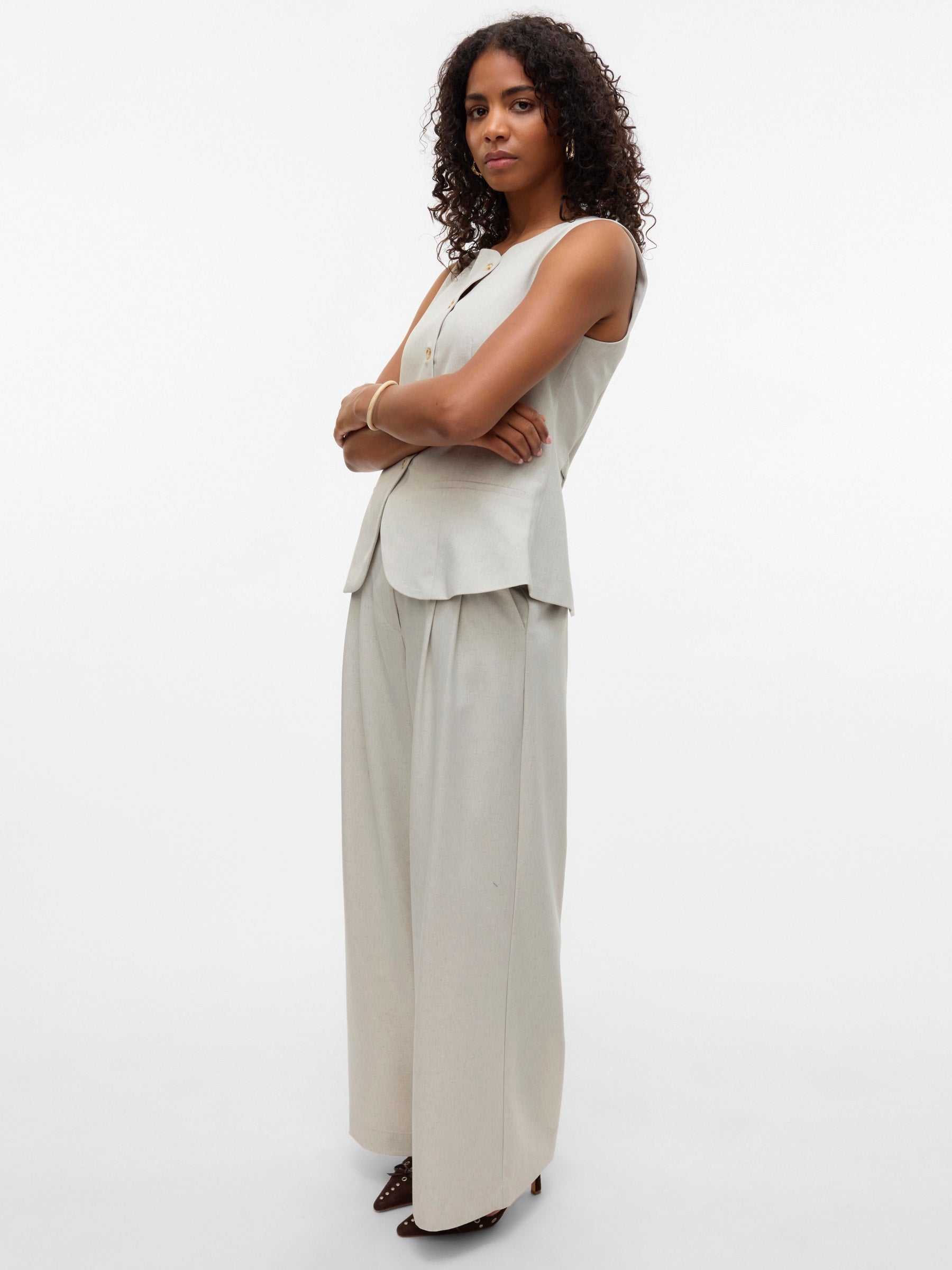 VERO MODA VMMIKELA wide pants in birch melange as sample - Image 5