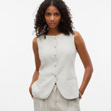 VERO MODA VMMIKELA long waistcoat in birch melange as sample - Image 1