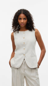 VERO MODA VMMIKELA long waistcoat in birch melange as sample - Image 1