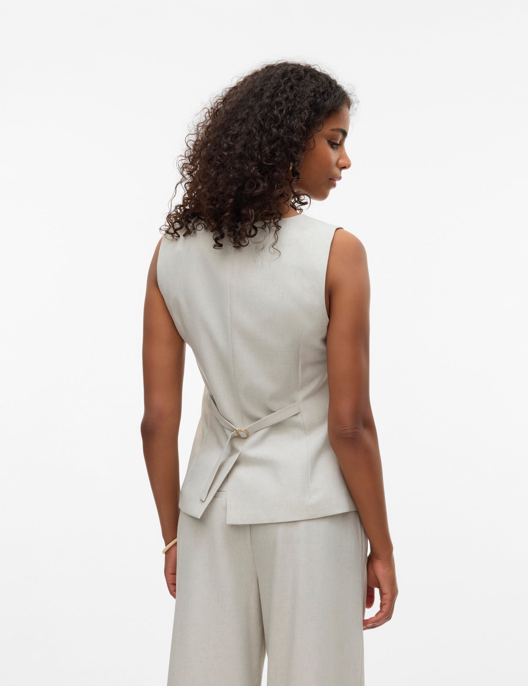 VERO MODA VMMIKELA long waistcoat in birch melange as sample - Image 2