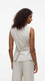 VERO MODA VMMIKELA long waistcoat in birch melange as sample - Image 2