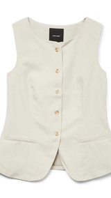 VERO MODA VMMIKELA long waistcoat in birch melange as sample - Image 3