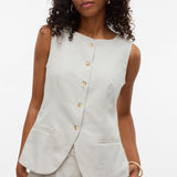 VERO MODA VMMIKELA long waistcoat in birch melange as sample - Image 5